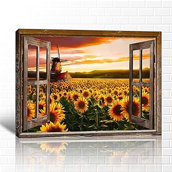 Picture with sunflowers-ひまわり In Japan, sunflowers, called himawari (ひまわり), are